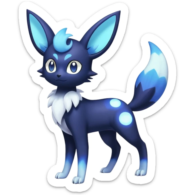 Nebulae Noibat-Meowstic-Umbreon-Fakémon-hybrid-creature (full body)  sticker