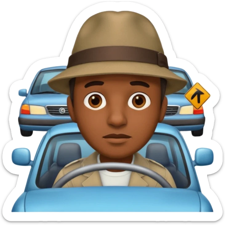 homme créole réunionnais  avec chapeau embouteillage route  sticker