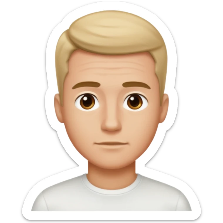 Ai create iPhone emoji, With hair comma hair short, Male, and make white shirt sticker