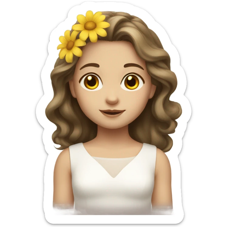 Yellow flower girl brown eyes and hair white skin  sticker