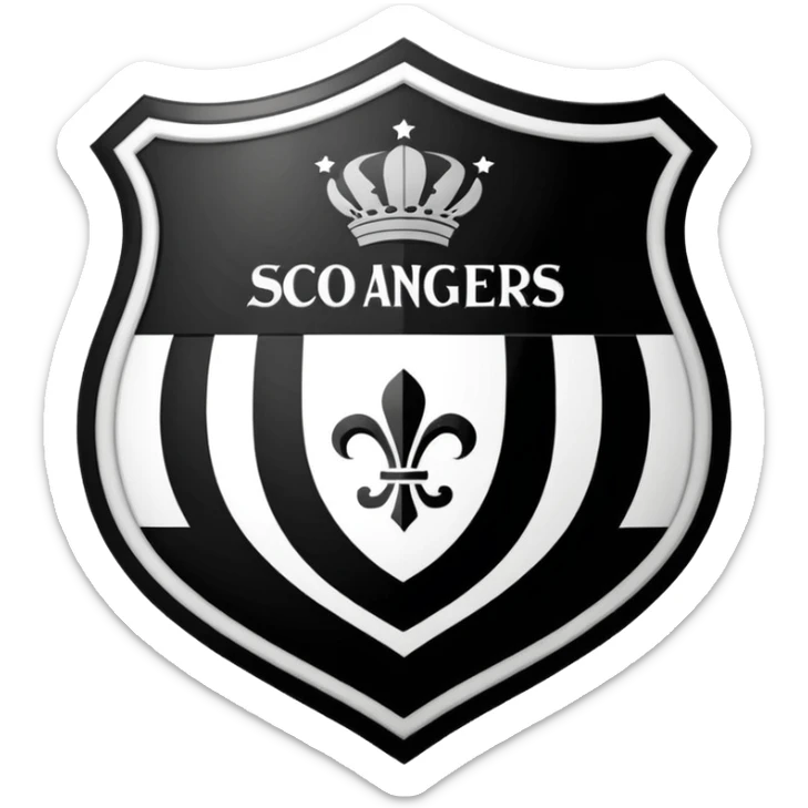 Football club SCO Angers logo, black and white striped shield with 1919 year, sports team emblem sticker
