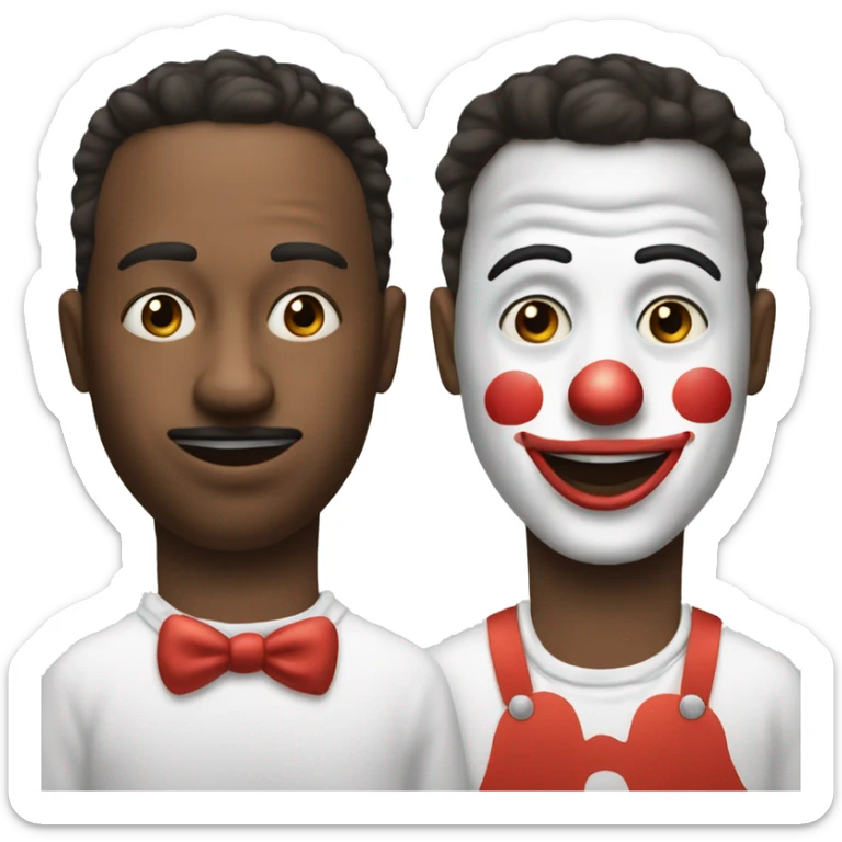 A normal emoji making up himself to a clown (we have to see him drawing the clown mask on his face)  sticker