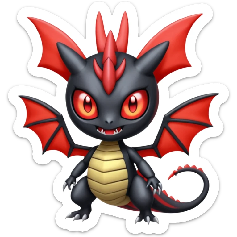 Spooky scary dark evil gloomy Meloetta-Giratina-Noibat-Pokémon-Fakémon-fusion-hybrid-creature sticker