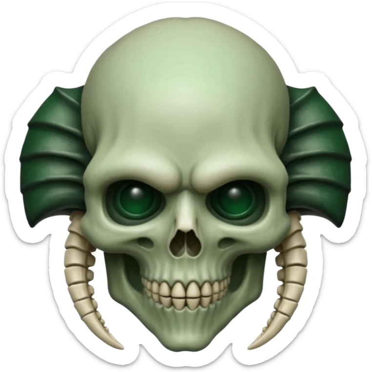 HR giger, wires dark green flesh undead sorcerer, head. bones and skin sticker