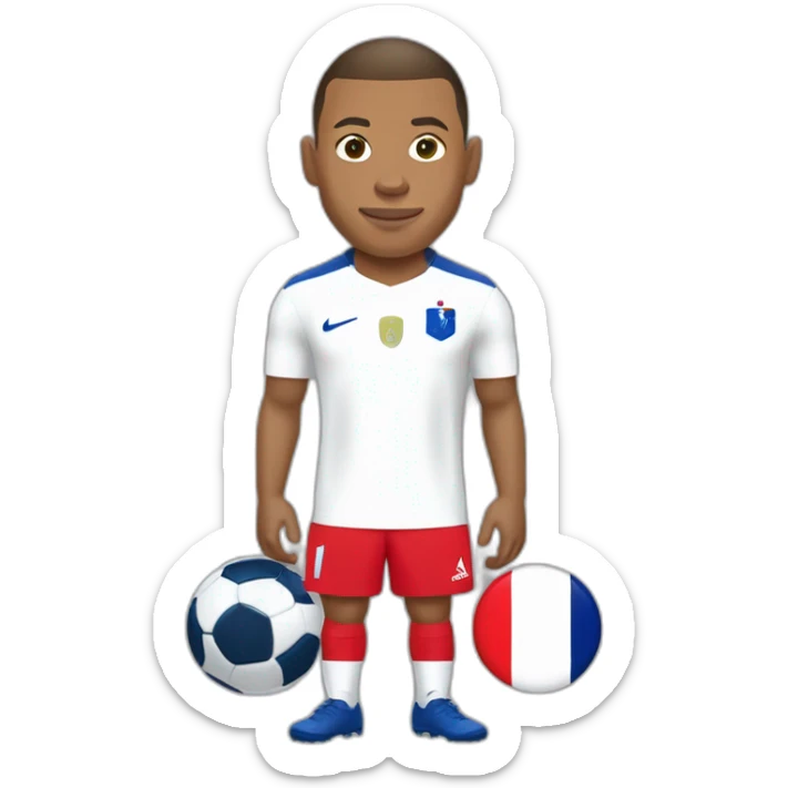 Kylian Mbappé jouant au foot avec l'équipe de France sticker
