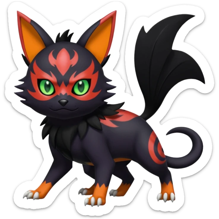 Noibat-Nargacuga-Litten-Torracat-fusion-Fakemon-Pokémon-creature  sticker