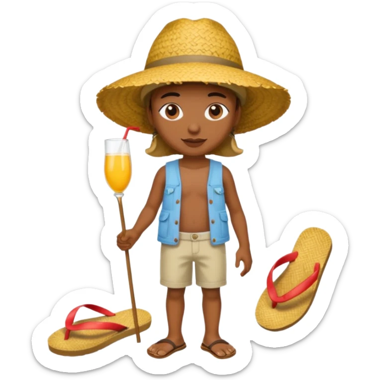 Créole réunionnais chapeau paille tong au pieds  sticker