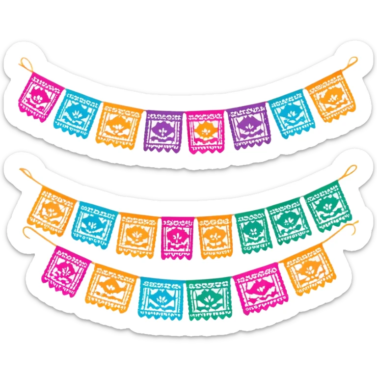 festive garland of colorful mexican papel picado sticker