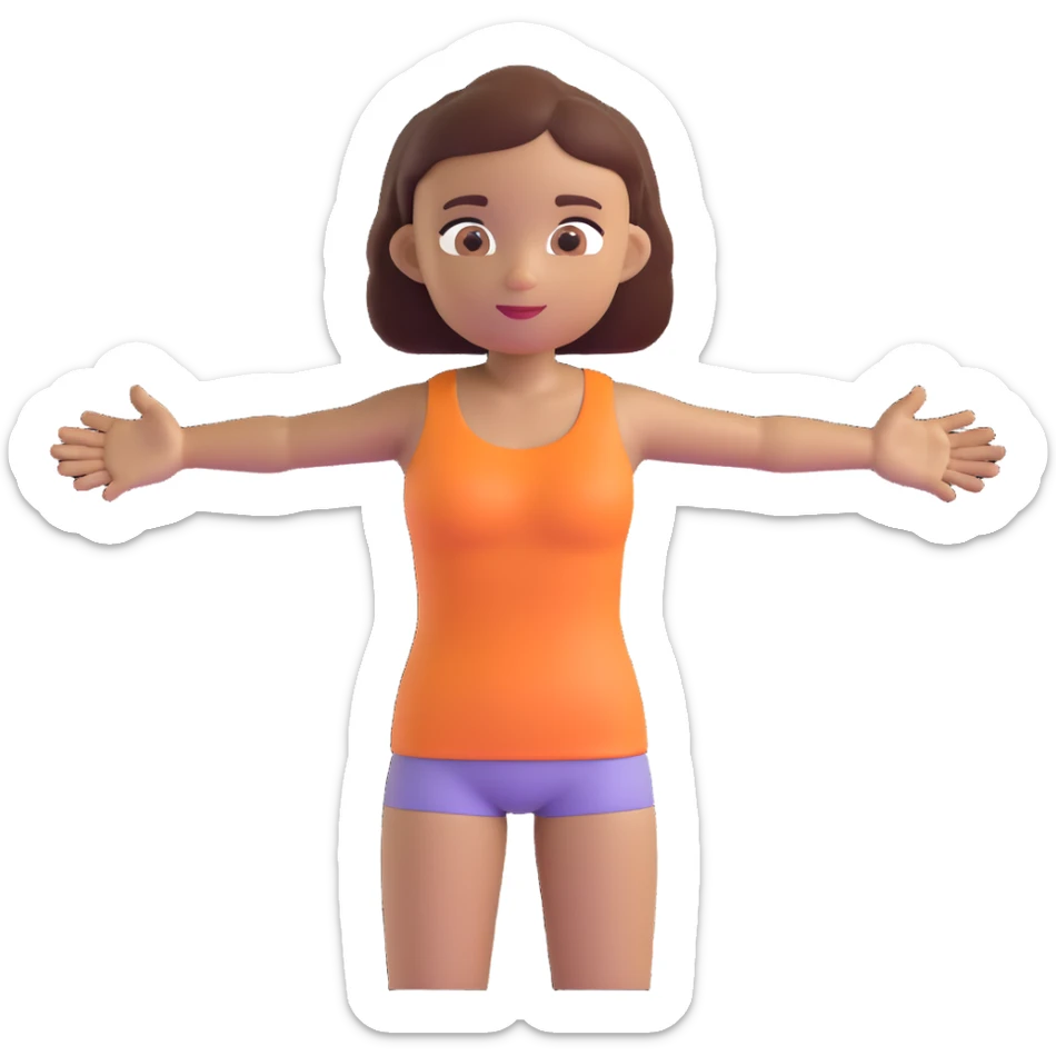 Slightly increase the volume of the upper body of the girl, significantly spread them apart from each other, make the skin color the same for both characters, keep the cartoonish 3D style. sticker