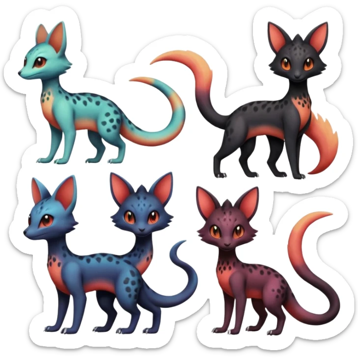 magma-pastel-gradients-colored Salandit-Umbreon-Genet-Noivern-Noibat-Serval-Hybrid (Full body) sticker
