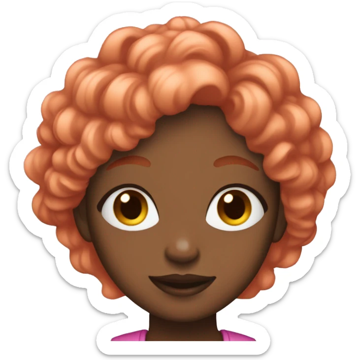 light black girl with ginger hair with two pink streaks in front, with brown eyes   sticker