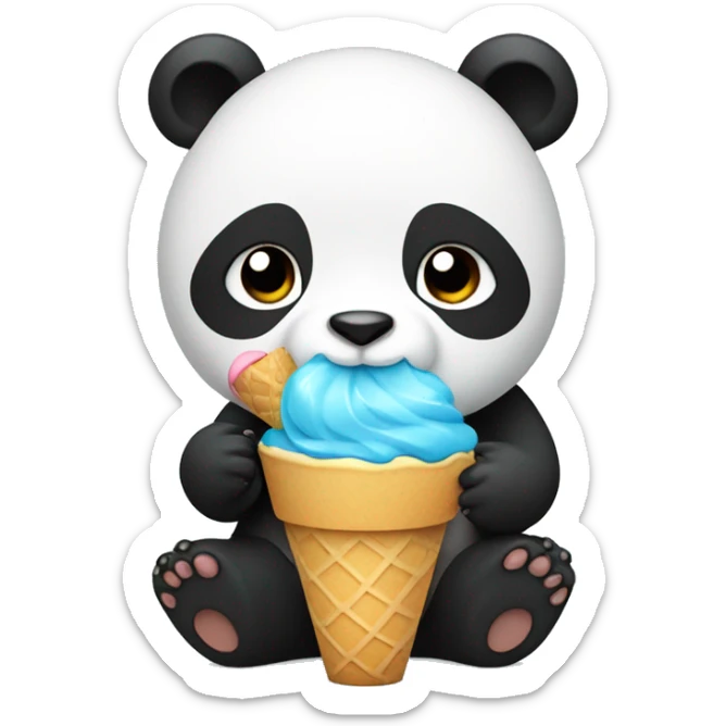 Panda eating ice cream sticker