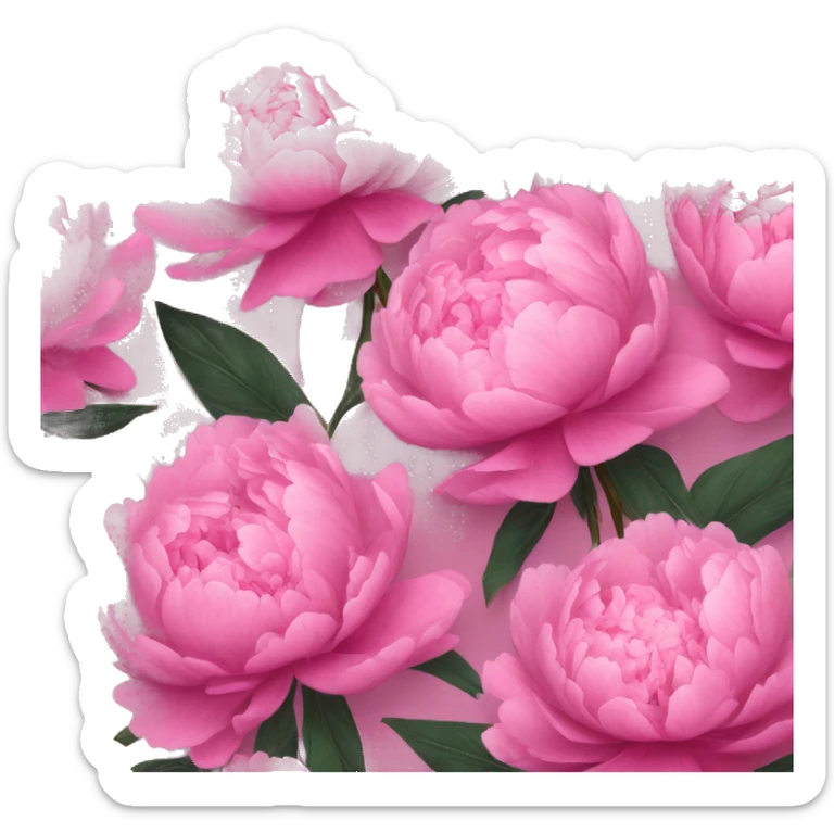A cluster of blooming pink peonies tied with a satin ribbon in matching tones sticker
