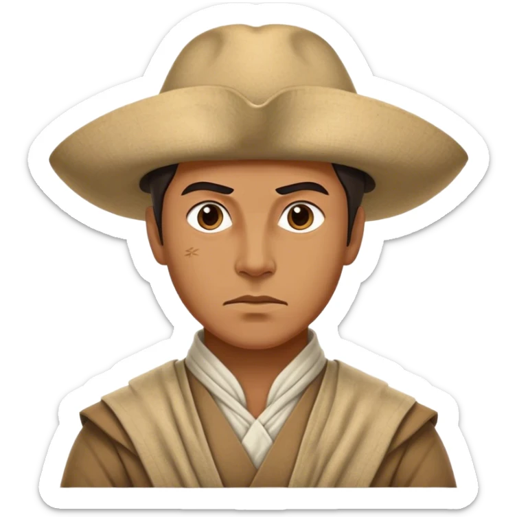 Cinematic Realistic Ho Chi Minh Portrait Emoji, depicted as a determined revolutionary leader in traditional attire with a humble expression, rendered with lifelike textures and soft natural lighting that captures his enduring legacy. sticker