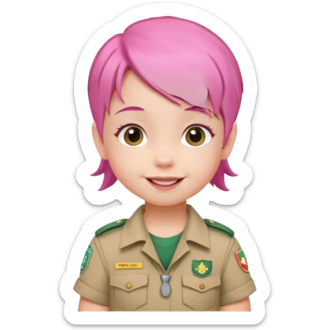 very small baby scout girl with pink hair sticker