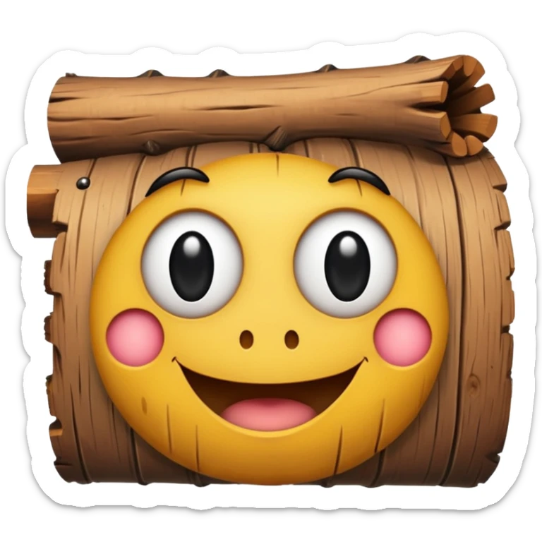 a log emoji. the top of the log is a smiley face with two small dots for eyes and a large U shape for the mouth. sticker