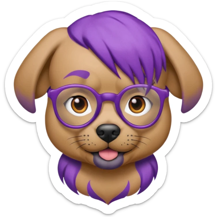 tattooed dog with heavy face tattooes and glassess, purple haired sticker