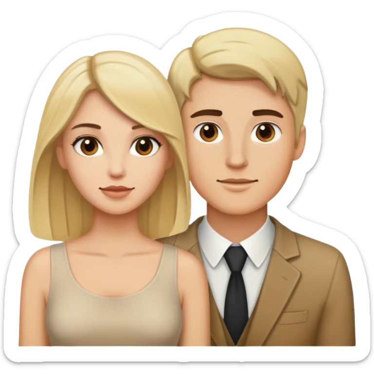 Blonde man with brunette woman sticker