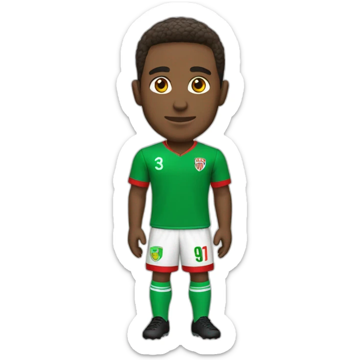 Jugador de fútbol camiseta verde y roja sticker