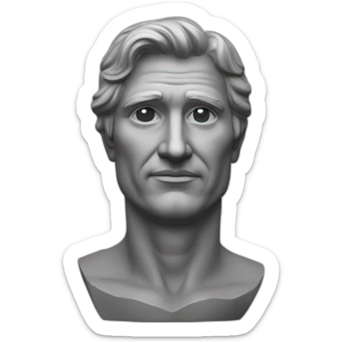 estátua igual de humano. Realista. Destaque para a nadega. Homem romano. Dos pés a cabeça, sem roupa. sticker