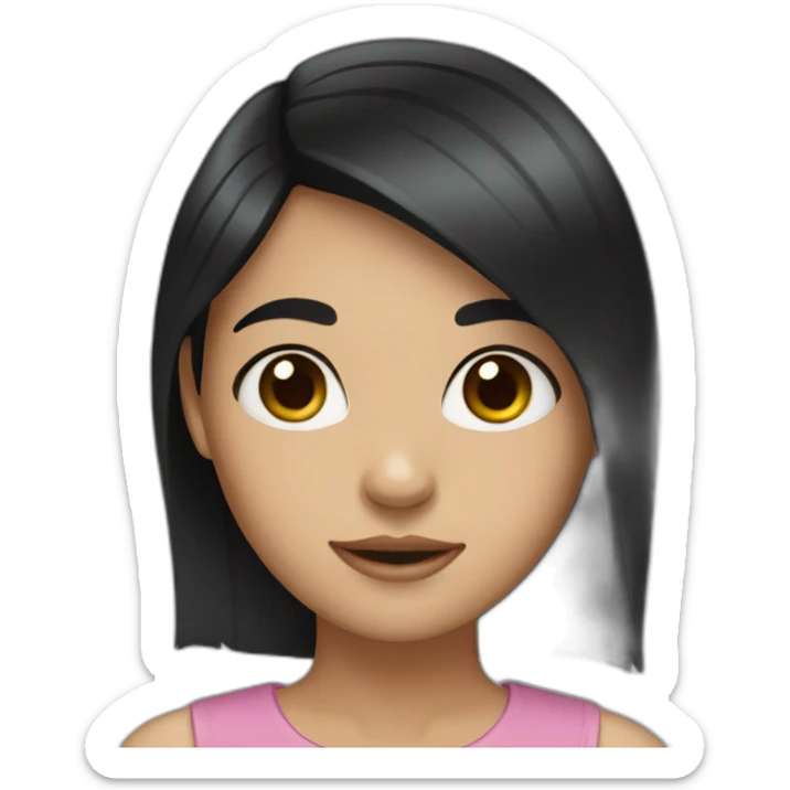 girl with black hair and brown eyes  sticker