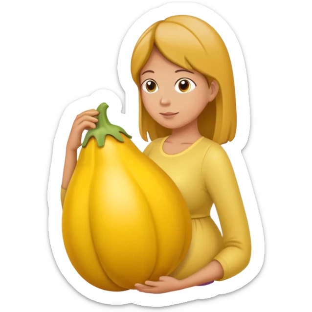 yellow eggplant combined with pregnant person and bowing person, bowing person in profile sticker