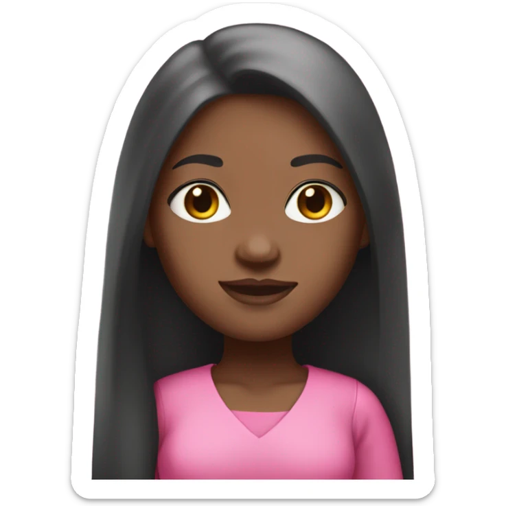 Light skin black girl with pink outfit and long straight hair sticker