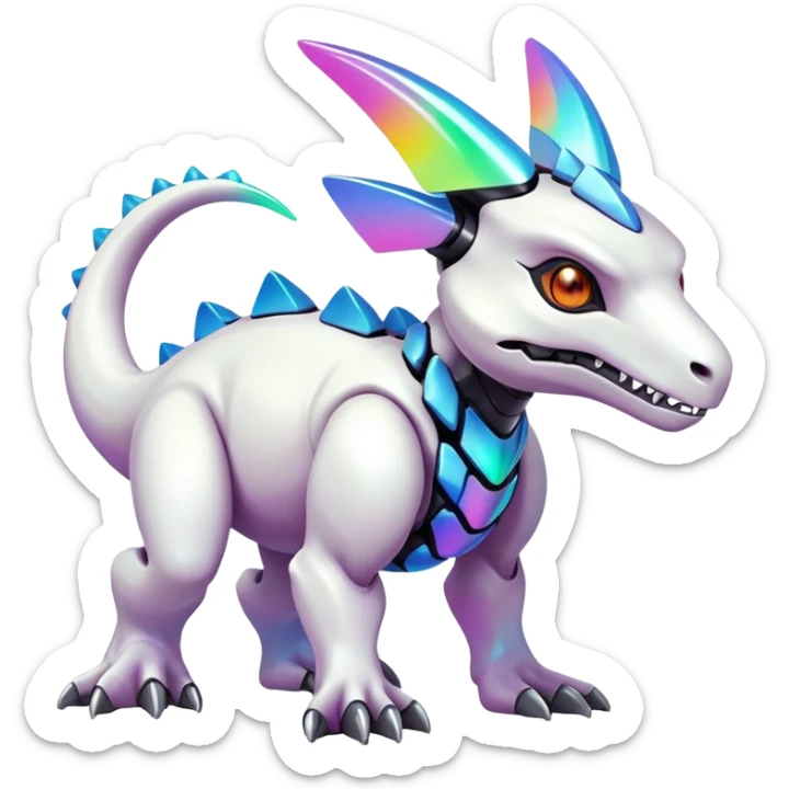  exotic colorful futuristic modern cyber-Cubone-Fakémon-Digimon-Trico-Vernid-creature sticker