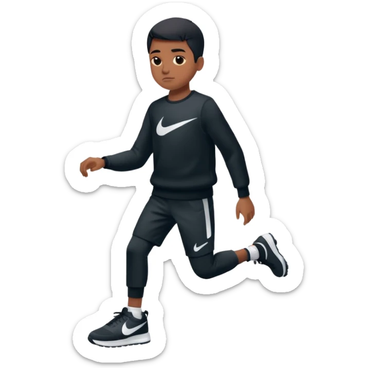 un emoji (qui ressemble à un vrai emoji téléphone)de quelqu'un qui tombe (homme noir pull Nike).Il tombe vers l'avant .Il a 11 ans sticker