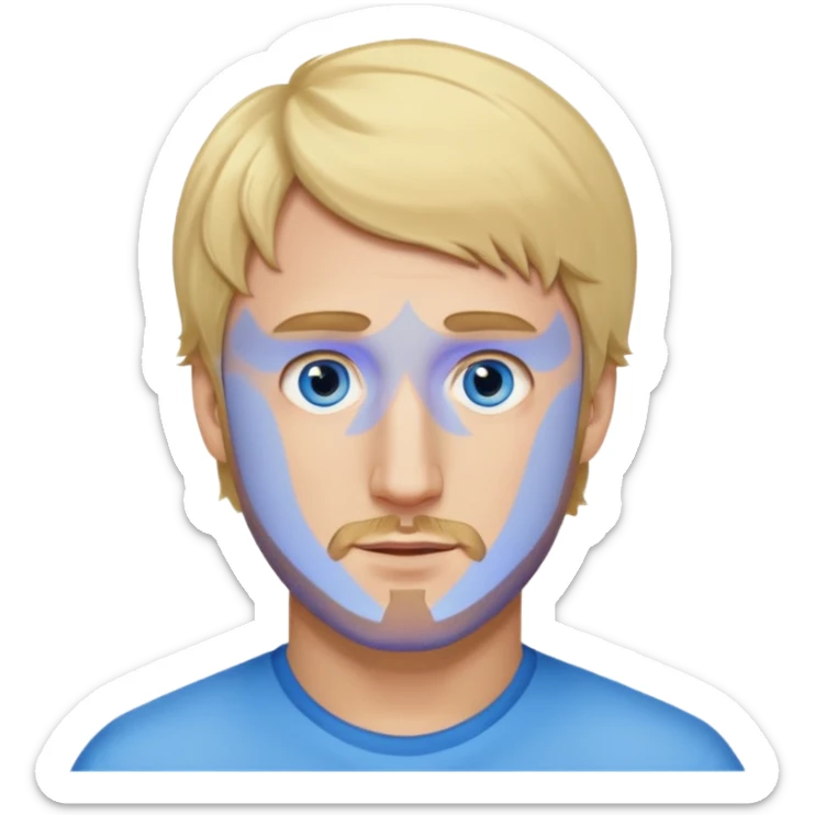 Genmoji style portrait of Logan Paul, blonde hair, blue eyes, short beard sticker