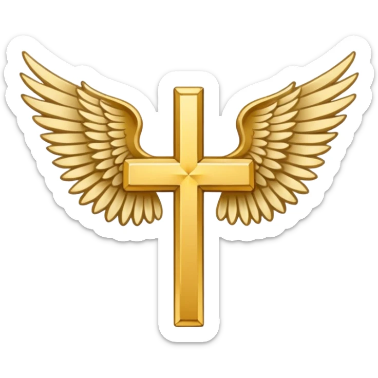 Symbol of cross with  wings on left and right (white , symbolical and biblical) sticker