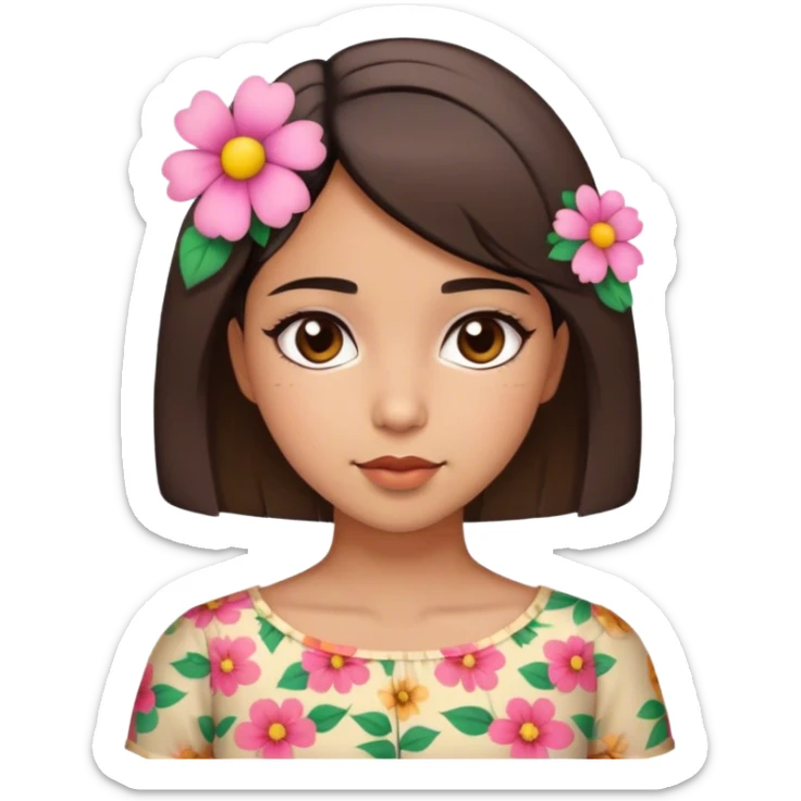 cute latina girl, with short hair and flower blouse sticker