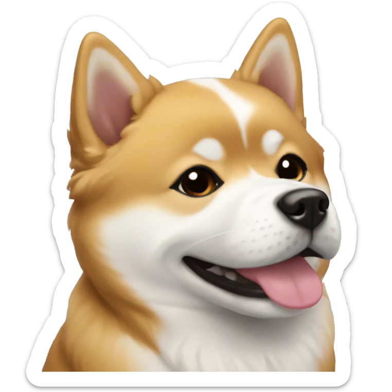 a female shiba inu mixed with a shih tzu in colors golden and white smiling sticker