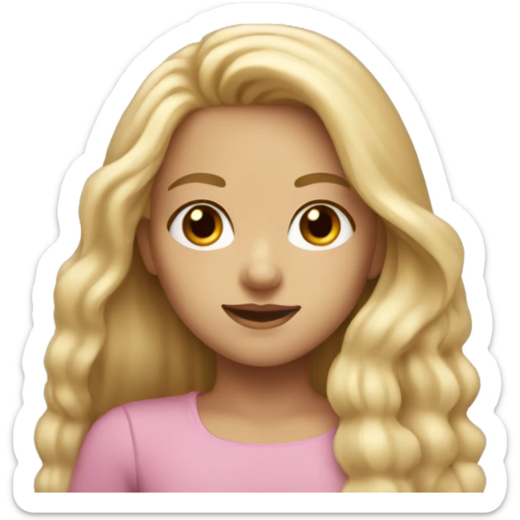 A girl that has long blonde hair and brown eyes sticker