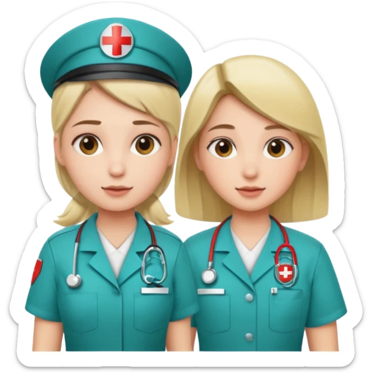 A young medic (woman) attending to a person at the local hospital sticker