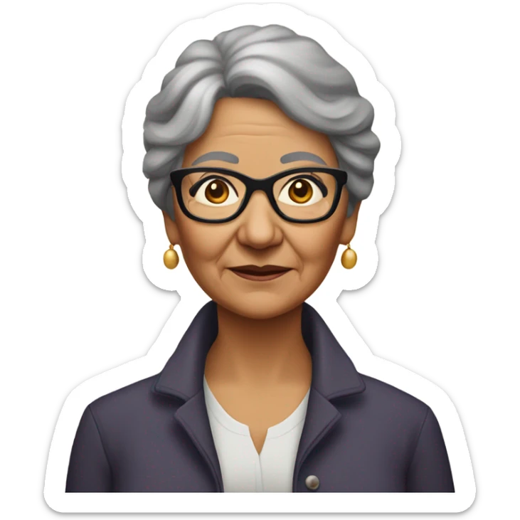 senior full bodied metis woman with short dark ghair and glasses sticker