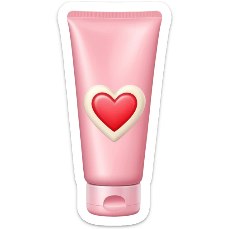 A pastel pink cream lotion tube with a red heart label on it sticker