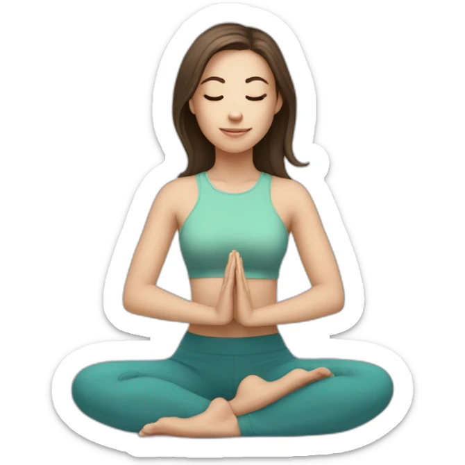 White girl brunette hair in Malasana yoga sticker