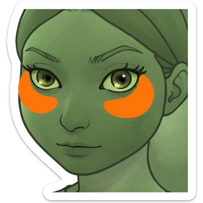 A figure skater girl with orange eye patches under her eyes sticker