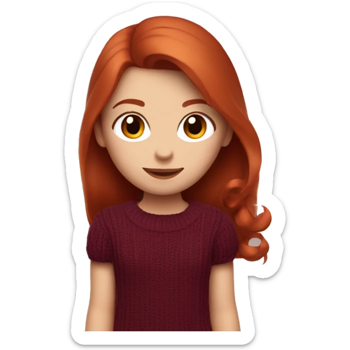 redhead girl with Dyson styling in burgundy sweater with rat on her shoulder sticker