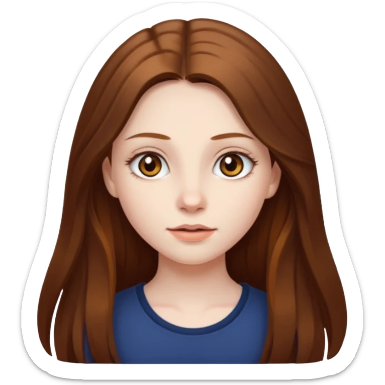 a girl with long brown hair, hazel eyes and pale skin sticker