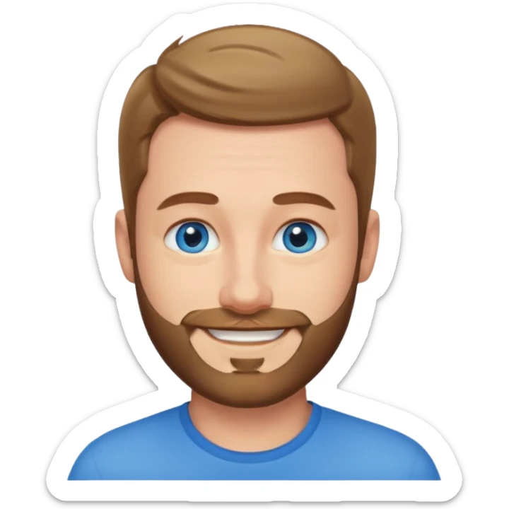 homme yeux bleus presque chauve et une barbe courte moins de chevaux et sourir sticker