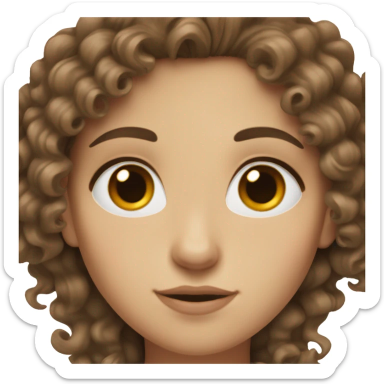 A white girl with brown curly hair and brown eyes ( low set of eye brows black ) sticker