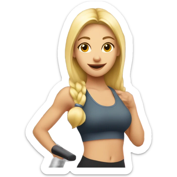 blonde teen pink pilates princess on stair master at gym  sticker