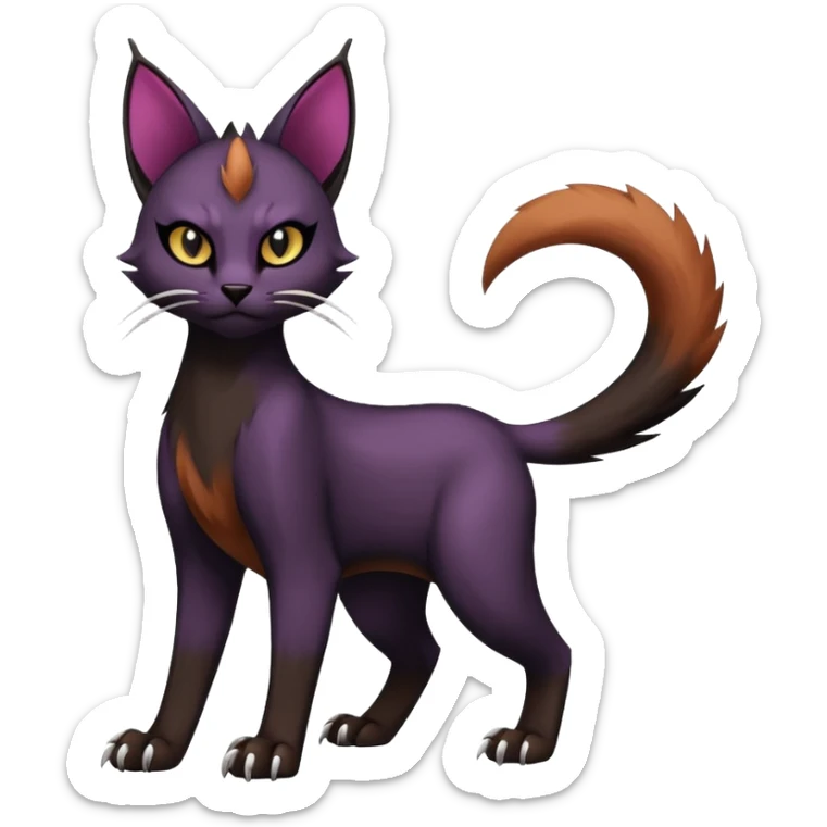 Black edgy Noibat-Purloin-Torracat-Caracal-cat-Fakemon full-body sticker