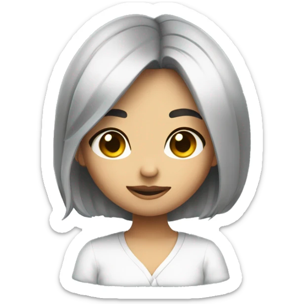 shy funny cure smart girl ling hair black with roung glass with round face  sticker