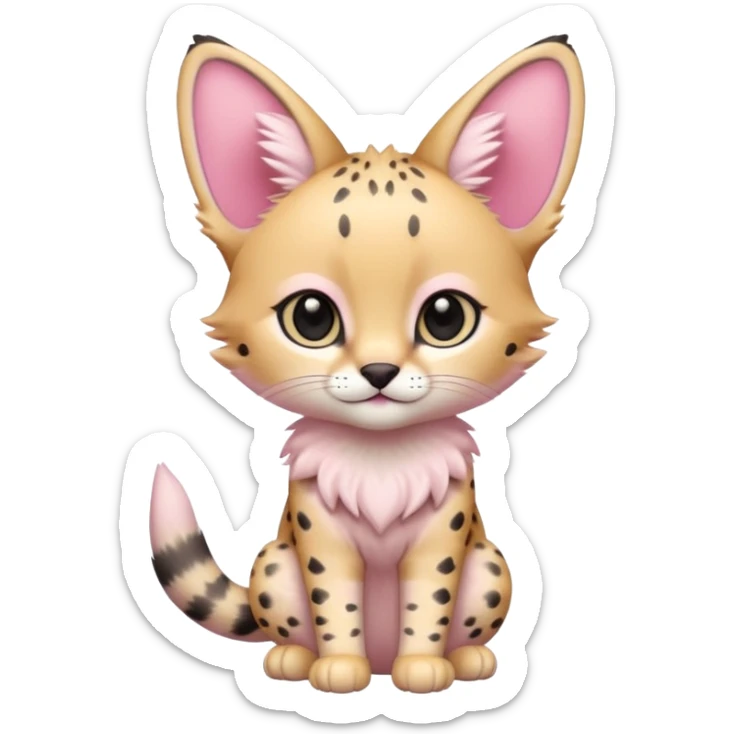 Whitish pastel-rosy-pink chibi cute elegant furry kawaii Serval sticker