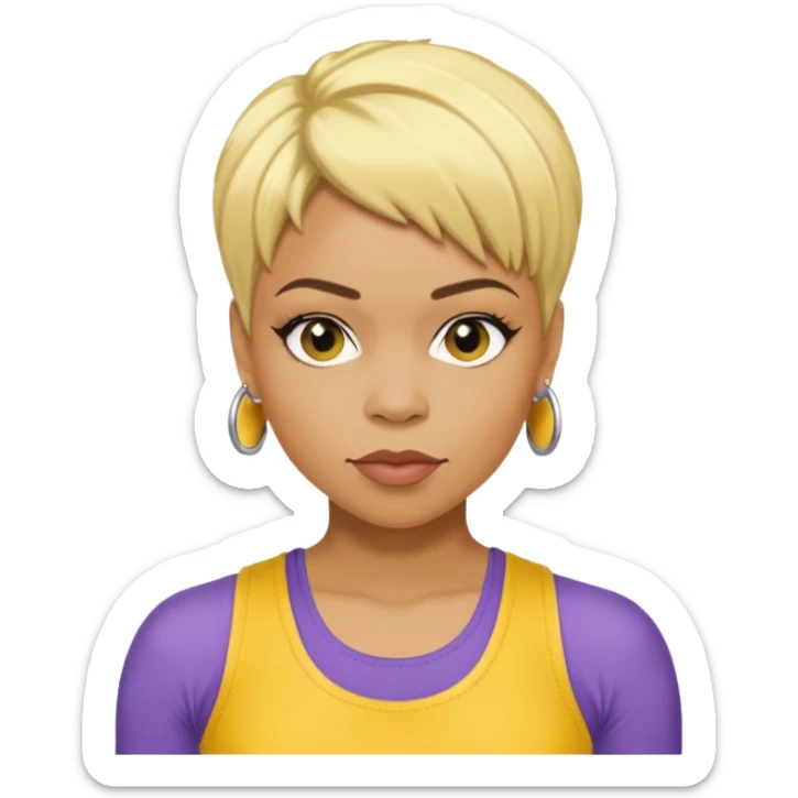 Tionne T-Boz Watkins short blonde hair, yellow tank top sticker