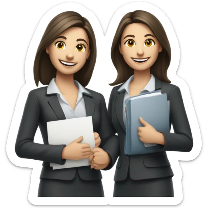 businesswoman two caucasian brunette girls celebrating sticker
