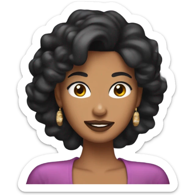 Tanned woman with black hair dressed in 1990s r&b hair, makeup, and attire  sticker